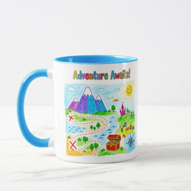 Adventure Awaits Kids Treasure Map Design Mug (Left)