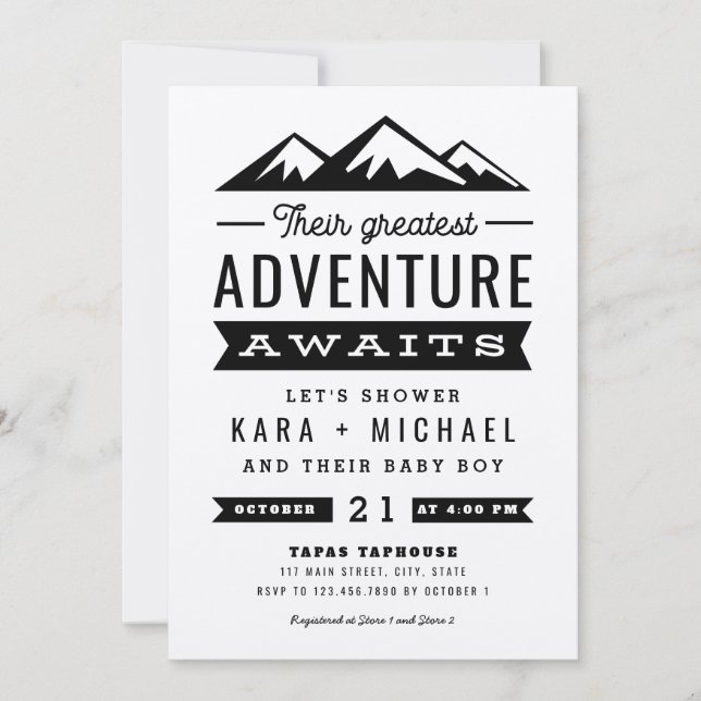 Adventure Awaits Kraft Baby Shower Invitation (Front)