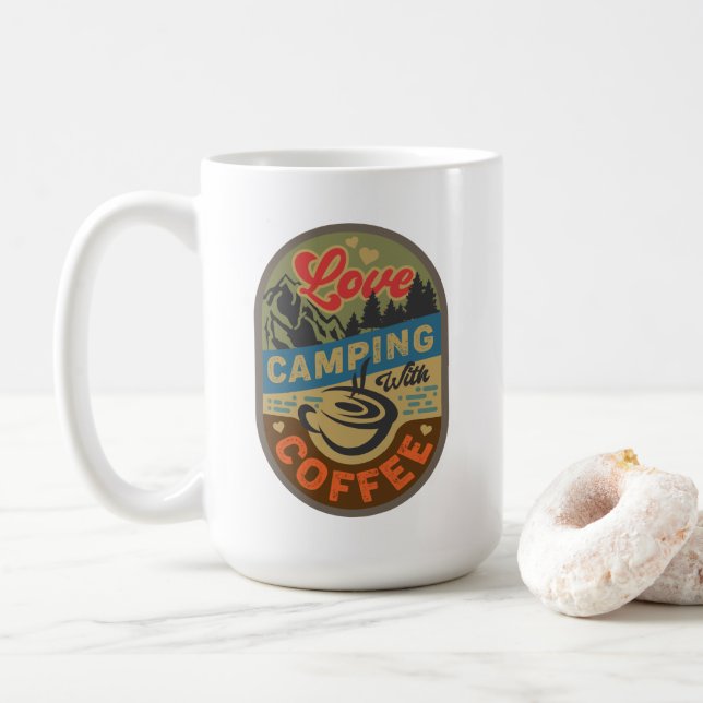 Adventure Awaits: Love Camping Coffee Mug (With Donut)
