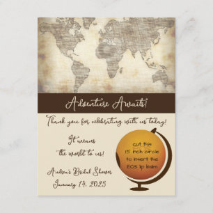 Adventure Awaits! Map Shower EOS Lip Balm Favour Enclosure Card