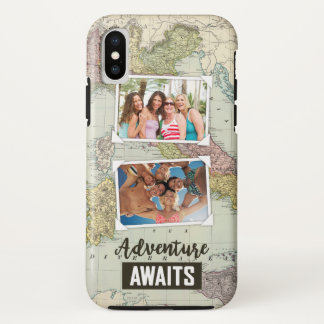 Adventure Awaits Map | Upload Your Own Photos iPhone X Case