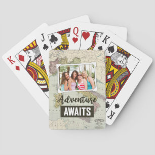 Adventure Awaits Map Upload Your Own Photos Playing Cards