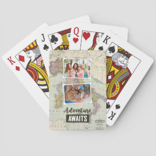 Adventure Awaits Map Upload Your Own Photos Playing Cards