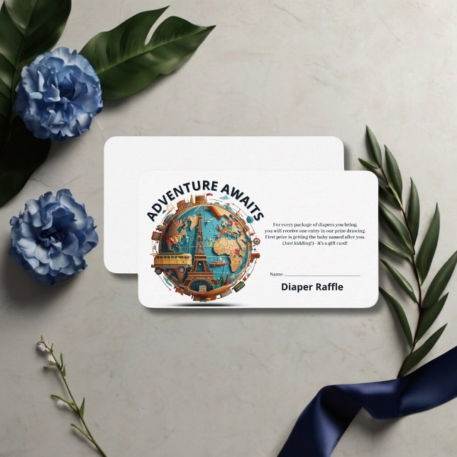 Adventure Awaits Modern Globe Baby Shower Enclosure Card (Creator Uploaded)
