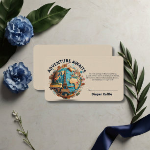 Adventure Awaits Modern Globe Baby Shower Enclosure Card