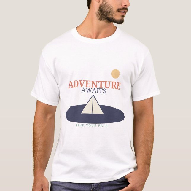 Adventure Awaits Modern Nature Scene T-shirt (Front)
