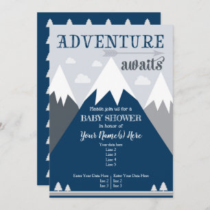 Adventure awaits Mountain Baby Shower Invitation