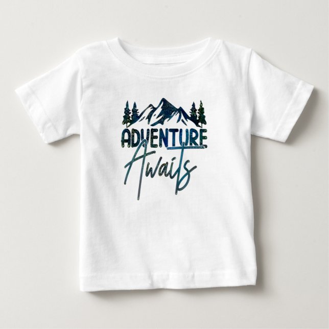 Adventure Awaits, Mountain Baby T-Shirt (Front)