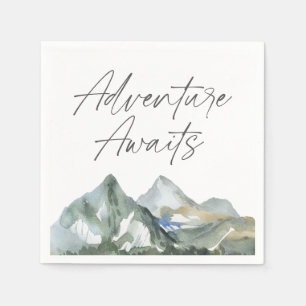 Adventure Awaits Mountain Boy Baby Shower Napkin