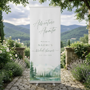 Adventure Awaits Mountain Bridal Shower Welcome Retractable Banner
