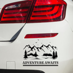 Adventure Awaits Mountain Camper Hiker Car Decal