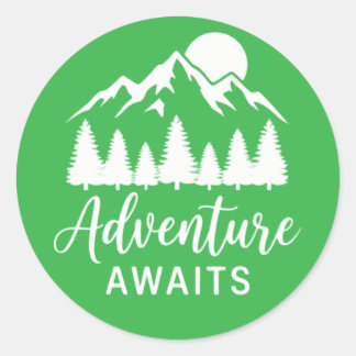 Adventure Awaits Mountain Forest Classic Round Sticker