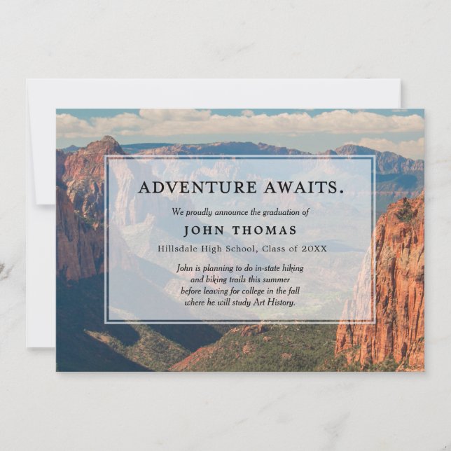 Adventure Awaits-Mountain, Graduation Announcement (Front)