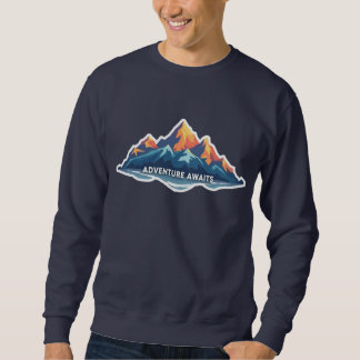 Adventure Awaits Mountain Graphic Navy Sweatshirt