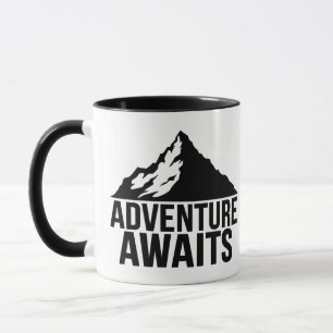 Adventure Awaits Mountain Hiking Design Mug