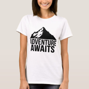 Adventure Awaits Mountain Hiking Design T-Shirt