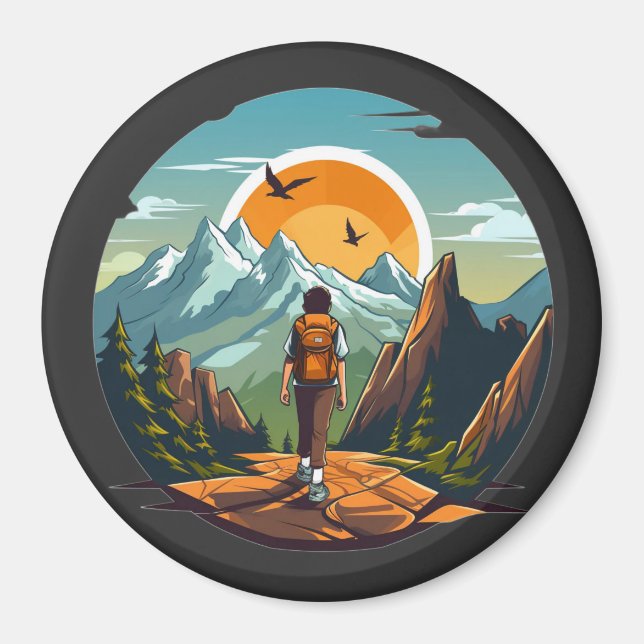 Adventure Awaits Mountain Landscape Magnet (Front)