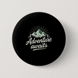 Adventure Awaits Mountain Nature Vintage Hiking Me 6 Cm Round Badge