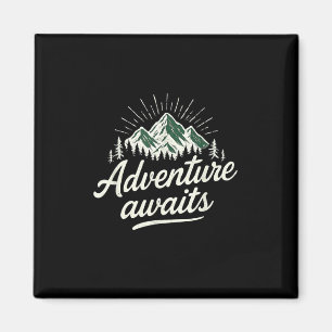 Adventure Awaits Mountain Nature Vintage Hiking Me Magnet