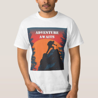 Adventure Awaits Mountain Silhouette Retro Sunset T-Shirt