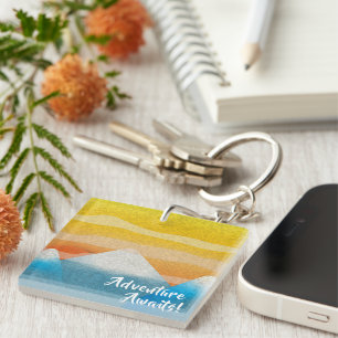Adventure Awaits Mountain Sunset Key Ring