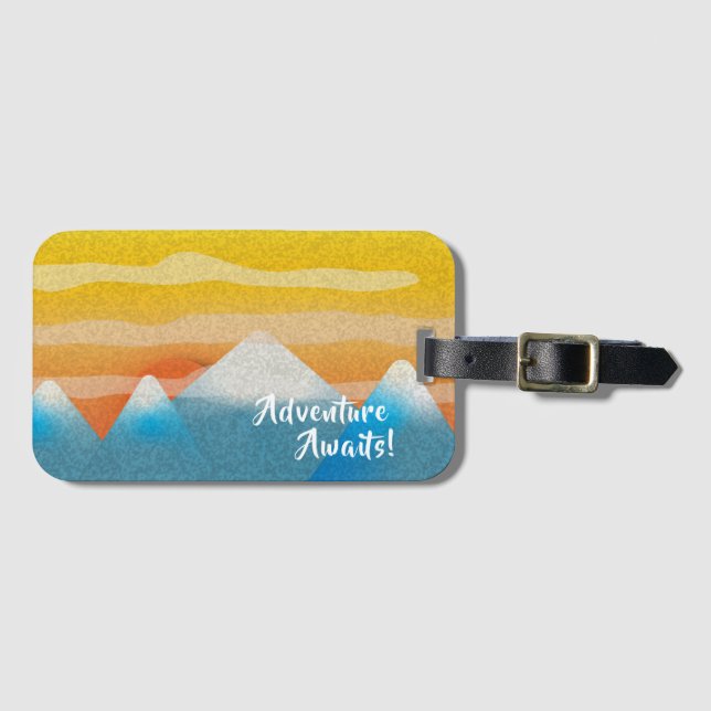 Adventure Awaits Mountain Sunset Luggage Tag (Front Horizontal)
