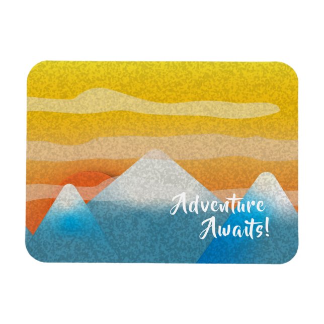 Adventure Awaits Mountain Sunset Magnet (Horizontal)