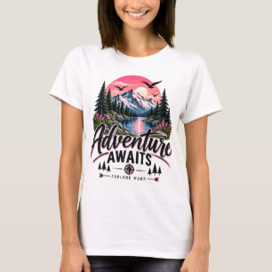 Adventure Awaits Mountain Sunset T-Shirt   Outdoor