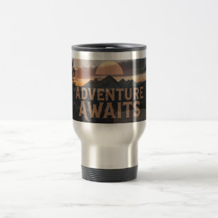 Adventure Awaits Mountain Travel Tumbler – Rugged  Travel Mug