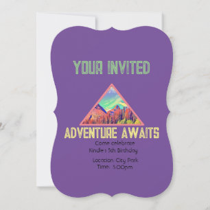 Adventure awaits mountains birthday invitations