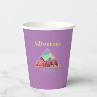 Adventure awaits mountains birthday paper cups