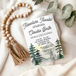 Adventure Awaits!  Mountains & Forest Baby Shower Invitation