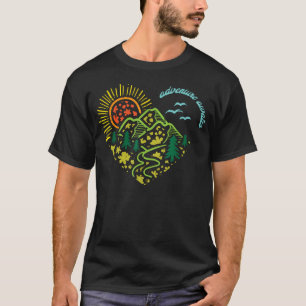 Adventure Awaits Mountains Sun Camping Hiking T-Shirt