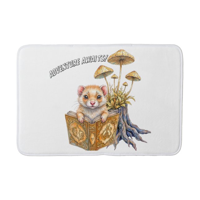 Adventure Awaits Mouse Reading Bath Mat (Front)