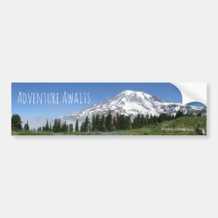 Adventure Awaits (Mt Rainier) Bumper Sticker