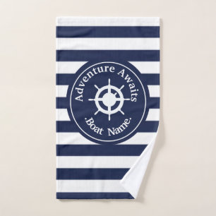 Adventure Awaits. Name Your Boat.  Hand Towel