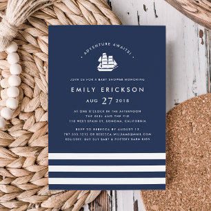 Adventure Awaits Nautical Baby Shower Invitation