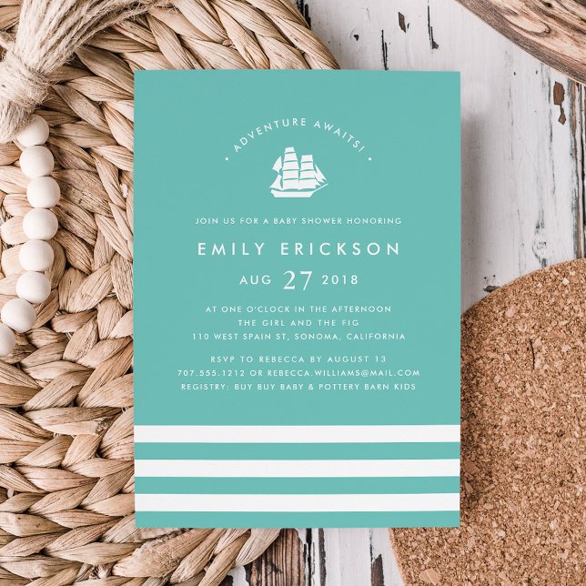 Adventure Awaits | Nautical Baby Shower Invitation (Creator Uploaded)