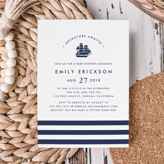 Adventure Awaits | Nautical Baby Shower Invitation (Creator Uploaded)