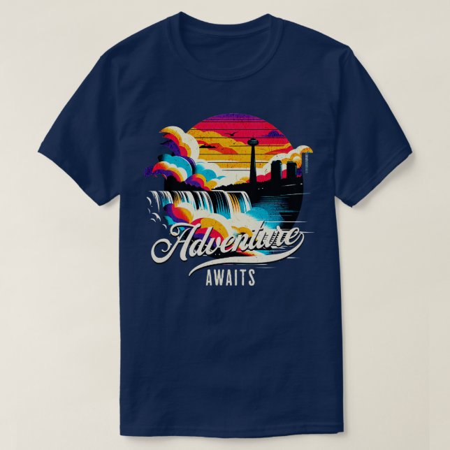 Adventure Awaits Niagara Falls Vintage Design T-Shirt (Design Front)