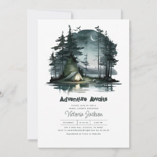 Adventure Awaits Night Sky Nature Bridal Shower Invitation