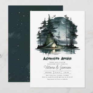 Adventure Awaits Night Sky Nature Engagement Party Invitation