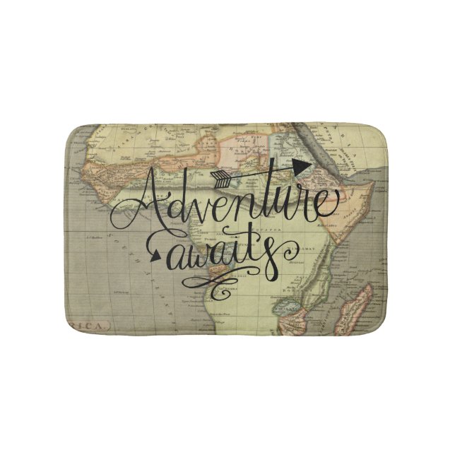 Adventure Awaits Old World Map  Bath Mat (Front)