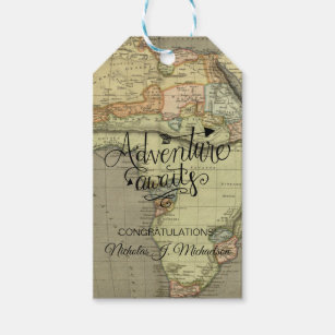 Adventure Awaits Old World Map  Gift Tags