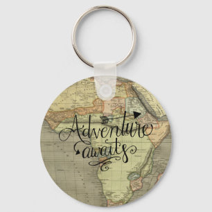 Adventure Awaits Old World Map Keychain