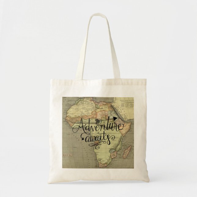 Adventure Awaits Old World Map Tote Bag (Front)