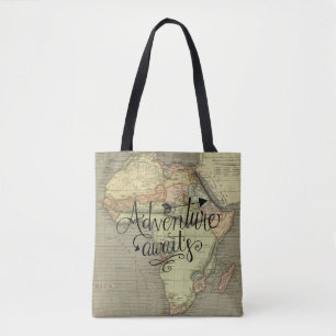 Adventure Awaits Old World Map Tote Bag