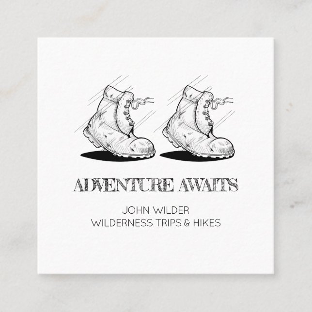 Adventure Awaits Outdoor Guide Trips Square Business Card (Front)