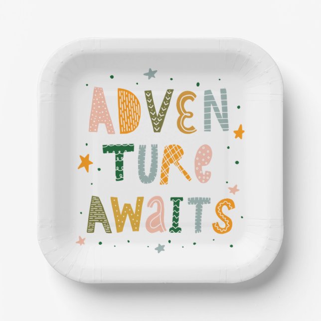 Adventure Awaits Paper Plate (Front)