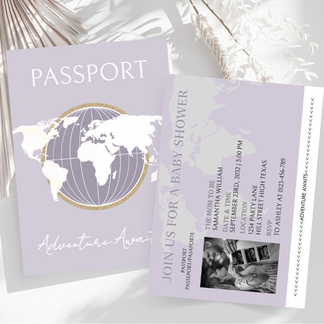 Adventure Awaits Passport Baby Shower Travel Invitation (Creator Uploaded)